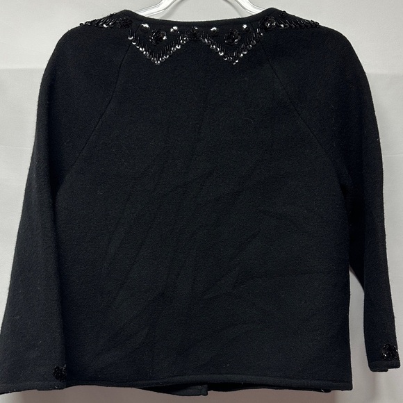 Elevenses Anthropologie Sequin Black Wool Crop Cardigan - Picture 3 of 6